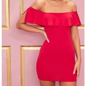 Red Bodycon Bardot Dress